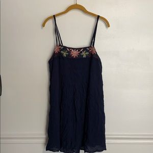 American Eagle Floral Embroidered Mini Dress Navy